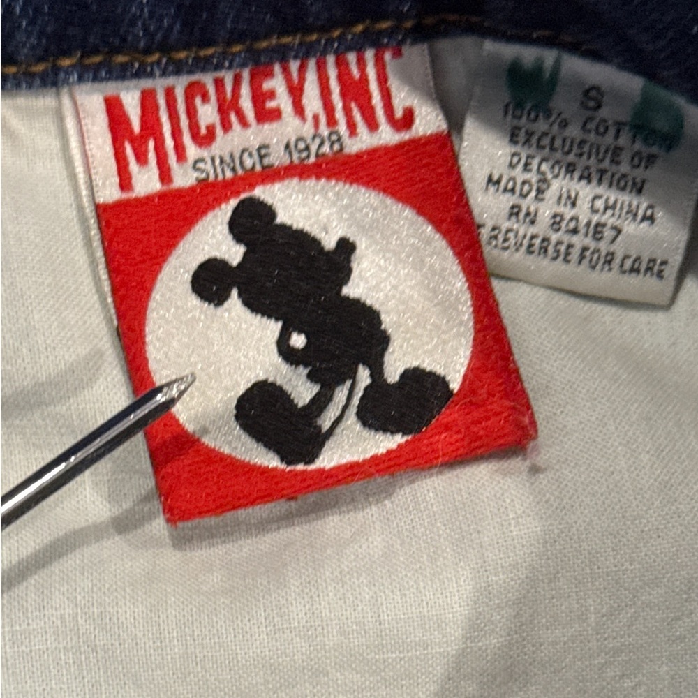 Vintage Disney Mickey Mouse American Flag Oversized Denim Jacket, Size Small. - Picture 9 of 16